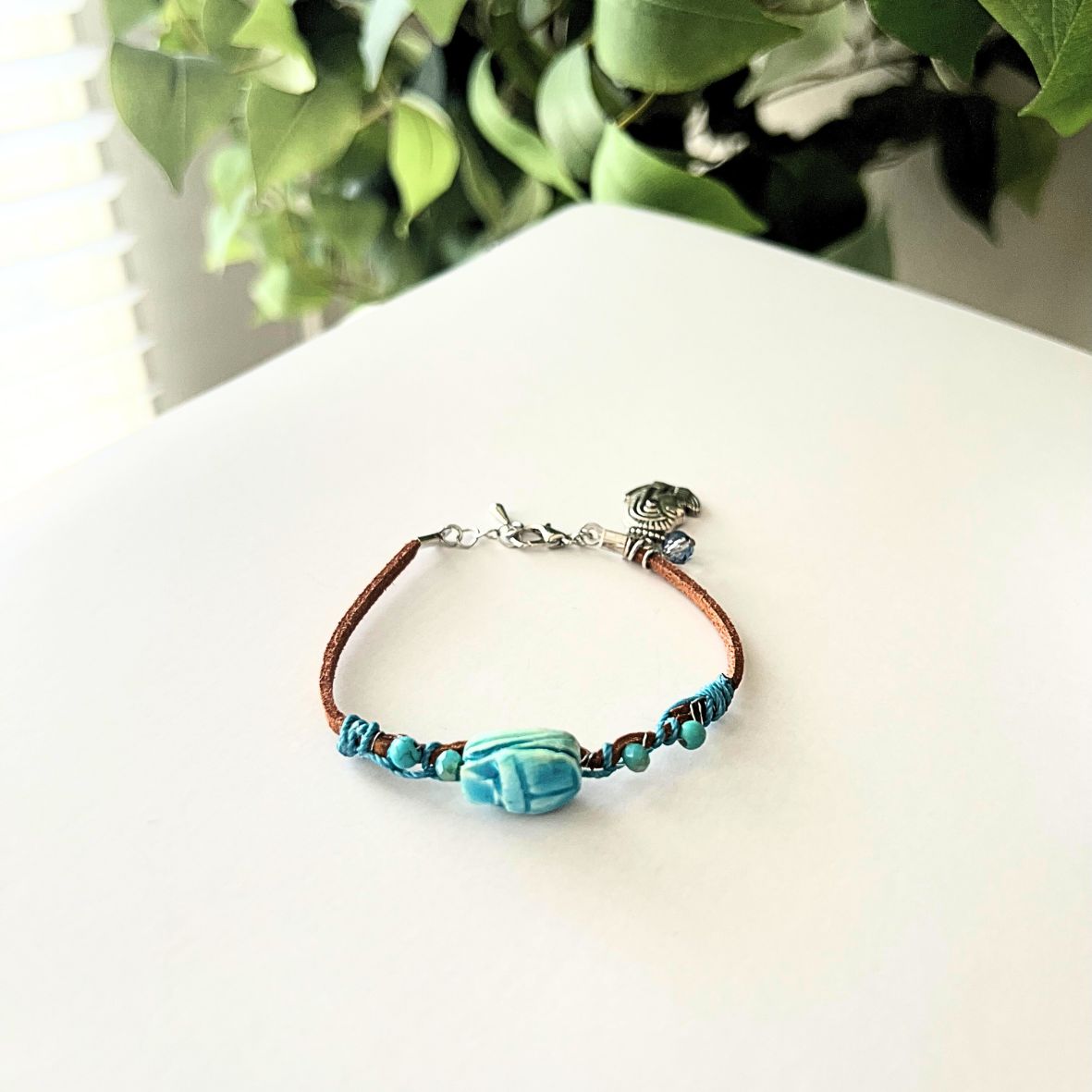 Scarab Beetle Suede Bracelet